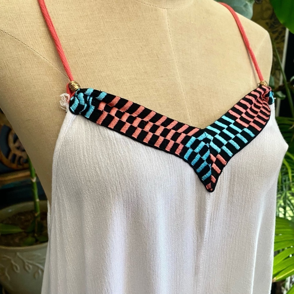 Revolve White Pom Pom trim slip dress - Picture 10 of 13